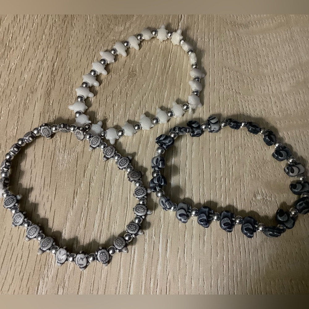 Turtle And Elephant Stretch Bracelets